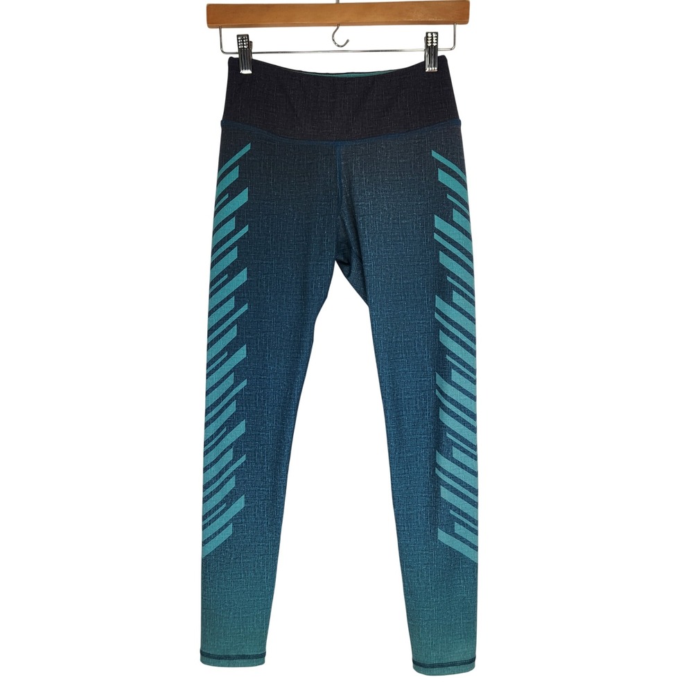 Scout Designs Womens Teal Blue Ombre Geometric Athletic‎ Leggings Small
